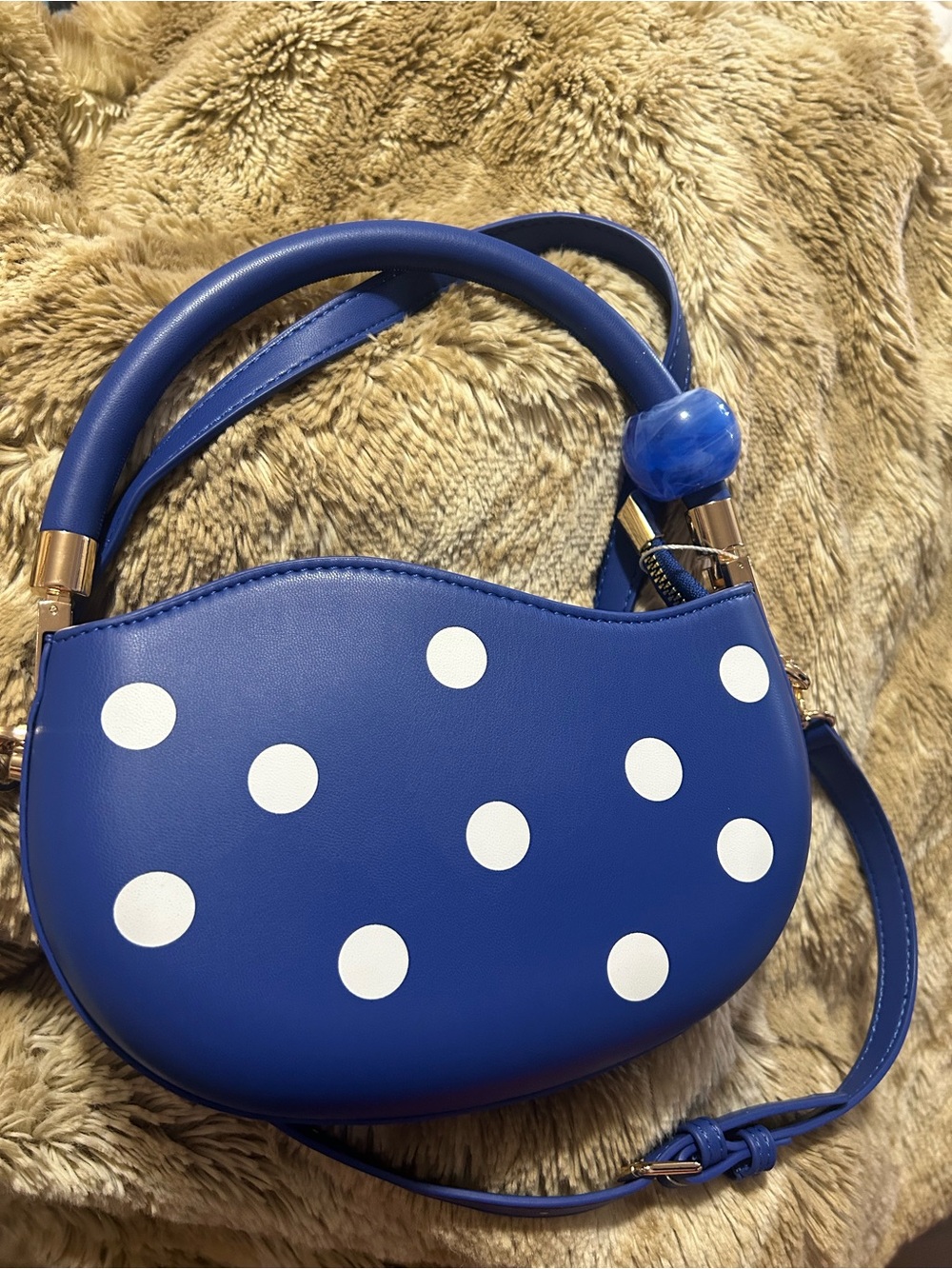 Blue Polka Dot Crossbody Bag - Women's Fashion Handbag